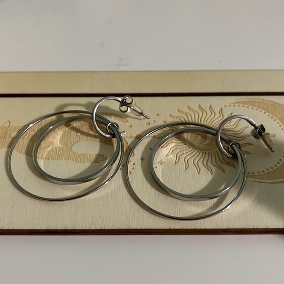 Tocara - Silver Double Hoop Earrings - Picture 2 of 3